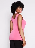 Womens Plus Size Criss Cross Tank Top, Pink, Size 1X-2X