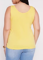 Womens Plus Size Criss Cross Tank Top, Yellow, Size 1X-2X