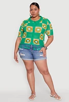 Womens Plus Boho Crochet Fringe Shirt,