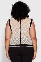 Womens Plus Size Floral Pattern Crochet Vest, Multi, Size 1X