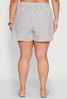 Womens Plus Size Striped Elastic Waist Shorts, Multi, Size 2X