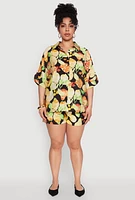 Womens Plus Size Airy Fruit Print Shirt, Multi, Size 1X