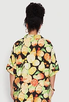 Womens Plus Size Airy Fruit Print Shirt, Multi, Size 1X