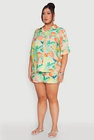 Womens Plus Size Airy Fruit Print Shirt, Multi, Size 2X