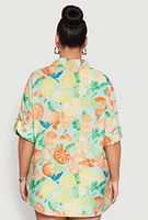 Womens Plus Airy Fruit Print Shirt, Multi,