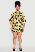 Womens Plus Size Airy Fruit Print Shorts, Multi, Size 2X