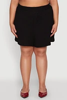 Womens Plus Textured Knit High Waist Shorts,