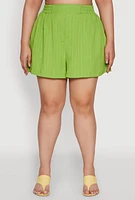Womens Plus Chic High Waisted Textured Knit Shorts,