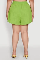Womens Plus Chic High Waisted Textured Knit Shorts,