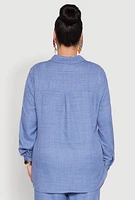 Womens Plus Linen Oversized Shirt, 2X