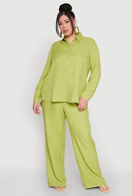 Womens Plus Linen Palazzo Pants,
