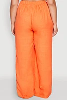 Womens Plus Size Linen Palazzo Pants, Orange, Size 3X