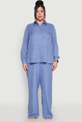 Womens Plus Linen Palazzo Pants, 2X