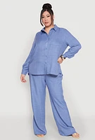 Womens Plus Linen Palazzo Pants, 2X