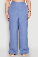 Womens Plus Linen Palazzo Pants, 2X