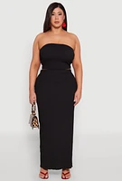 Womens Plus Size Textured Knit Tube Top, Black, Size 3X