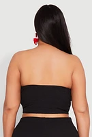 Womens Plus Size Textured Knit Tube Top, Black, Size 3X