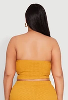 Womens Plus Size Textured Knit Tube Top, Yellow, Size 1X