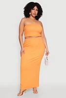 Womens Plus Size Textured Knit Tube Top, Orange, Size 2X