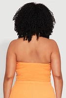 Womens Plus Size Textured Knit Tube Top, Orange, Size 2X