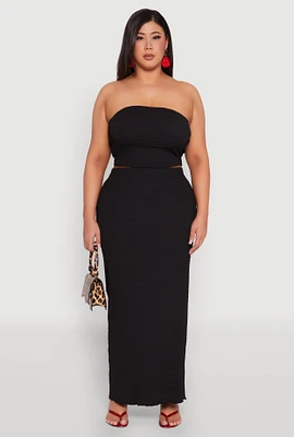 Womens Plus Textured Knit Maxi Skirt,