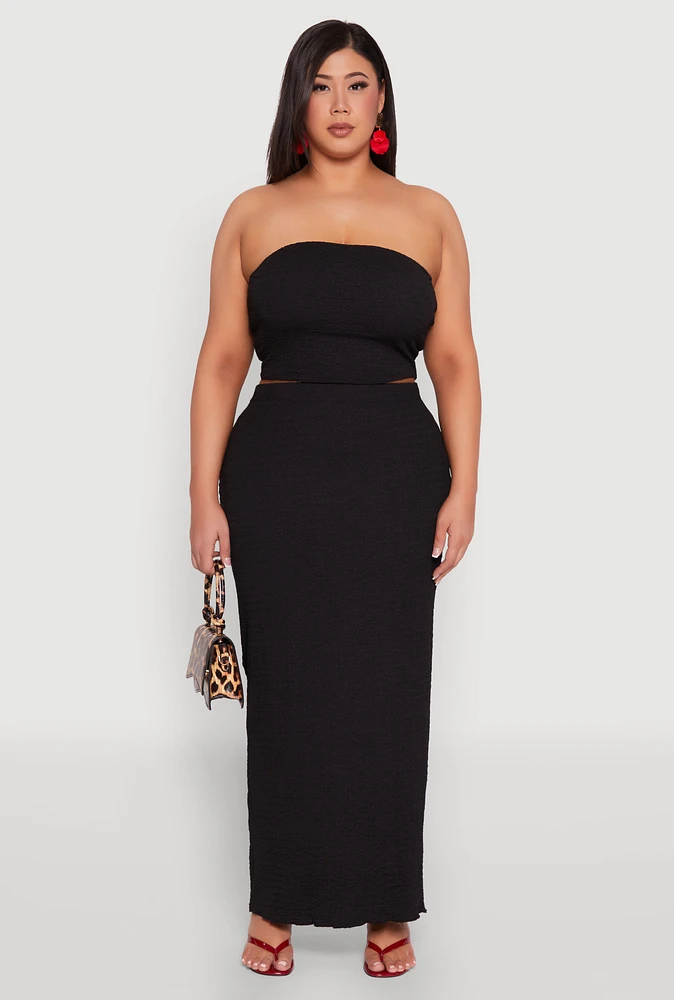 Womens Plus Textured Knit Maxi Skirt, 1X