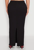 Womens Plus Textured Knit Maxi Skirt, 1X