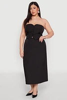 Womens Plus Size Pinstripe High Waist Skirt, Black, Size 1X
