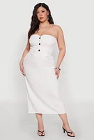 Womens Plus Size Pinstripe High Waist Skirt, White, Size 1X