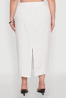 Womens Plus Size Pinstripe High Waist Skirt, White, Size 1X