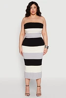 Womens Plus Size Striped Midi Skirt, Multi, Size 3X