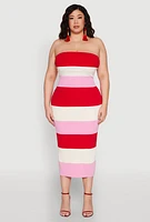 Womens Plus Size Striped Midi Skirt, Multi, Size 2X