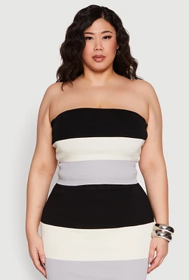 Womens Plus Size Striped Tube Top, Multi, Size 2X