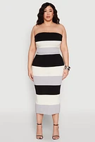Womens Plus Size Striped Tube Top, Multi, Size 2X