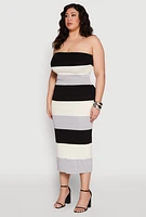 Womens Plus Size Striped Tube Top, Multi, Size 2X
