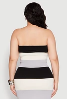 Womens Plus Size Striped Tube Top, Multi, Size 3X