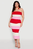 Womens Plus Size Striped Tube Top, Multi, Size 3X