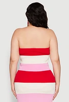 Womens Plus Size Striped Tube Top, Multi, Size 3X