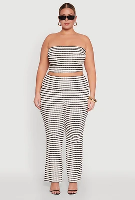 Womens Plus Stylish Striped Fold Over Bootcut Pants, Multi,