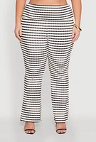 Womens Plus Stylish Striped Fold Over Bootcut Pants, Multi,