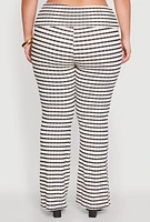 Womens Plus Stylish Striped Fold Over Bootcut Pants, Multi,