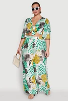 Womens Plus Size Stylish High Waisted Wide Leg Palazzo Pants, Multi, Size 3X