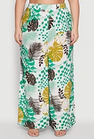 Womens Plus Size Stylish High Waisted Wide Leg Palazzo Pants, Multi, Size 3X