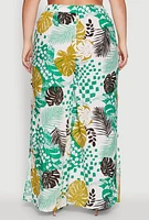 Womens Plus Size Stylish High Waisted Wide Leg Palazzo Pants, Multi, Size 3X