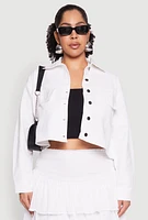 Womens Plus Spoon Jeans Denim Cropped Jacket, White,