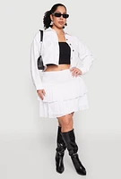 Womens Plus Spoon Jeans Denim Cropped Jacket, White,