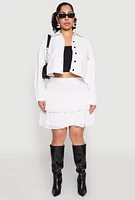 Womens Plus Spoon Jeans Denim Cropped Jacket, White,