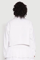 Womens Plus Spoon Jeans Denim Cropped Jacket, White,