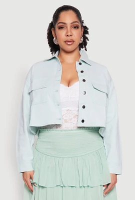Womens Plus Spoon Jeans Denim Cropped Jacket,