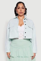 Womens Plus Spoon Jeans Denim Cropped Jacket,